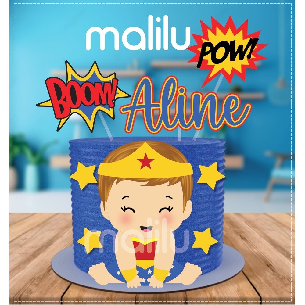 Topo de Bolo Mulher Maravilha 30 Arquivo digital