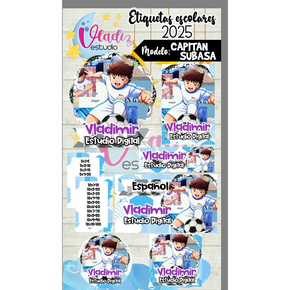 Kit Digital Etiqueta Escolar CAPITAN SUBASA