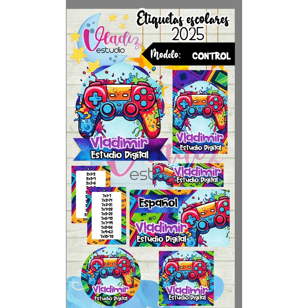 Kit Digital Etiqueta Escolar Video game menino