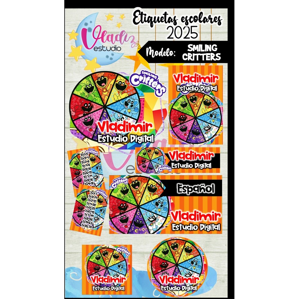 Kit Digital Etiqueta Escolar SMILING CRITTERS