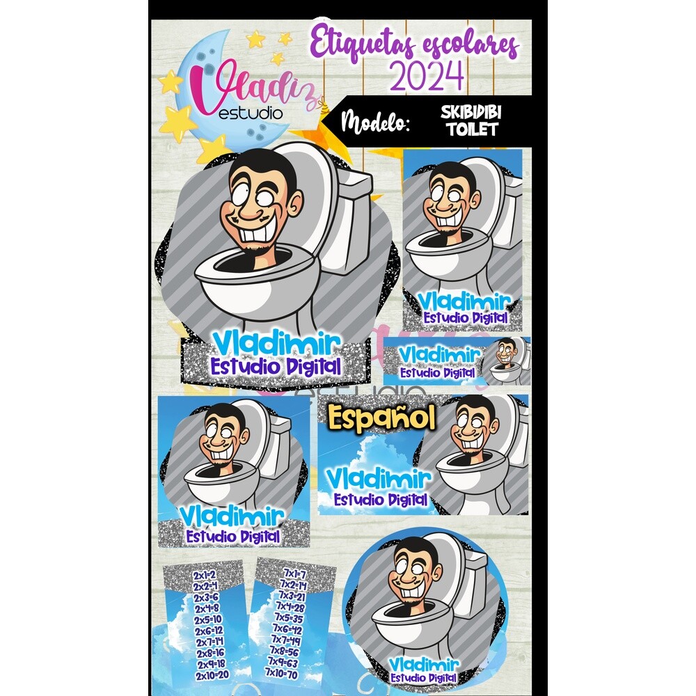 Kit Digital Etiqueta Escolar SKIBIDIBI TOILET