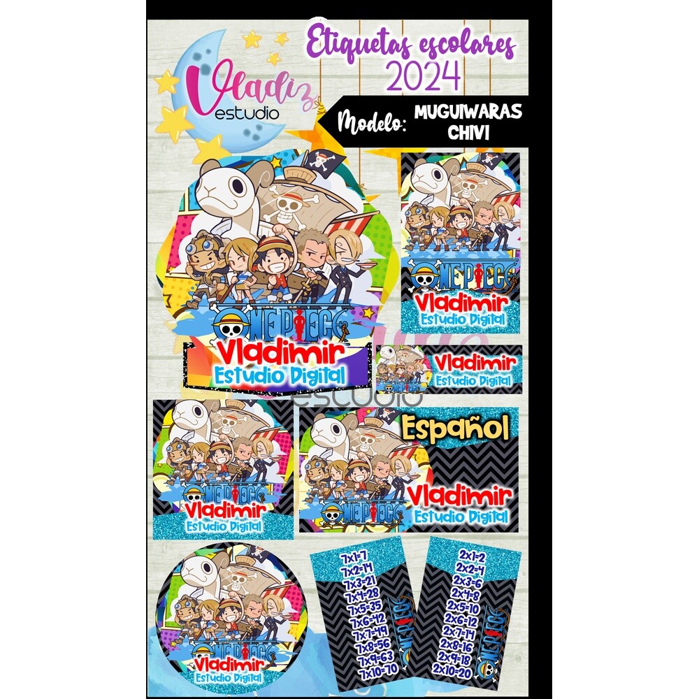 Kit Digital Etiqueta Escolar MUGUIWARAS CHIVI