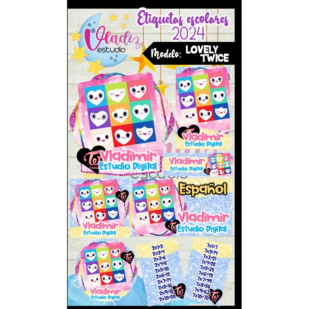 Kit Digital Etiqueta Escolar LOVELY TWICE
