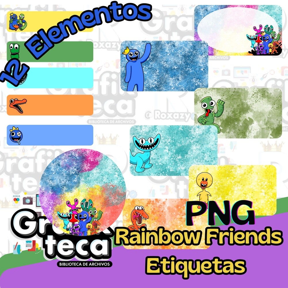 Kit Digital Etique Escolar Rainbow Friends