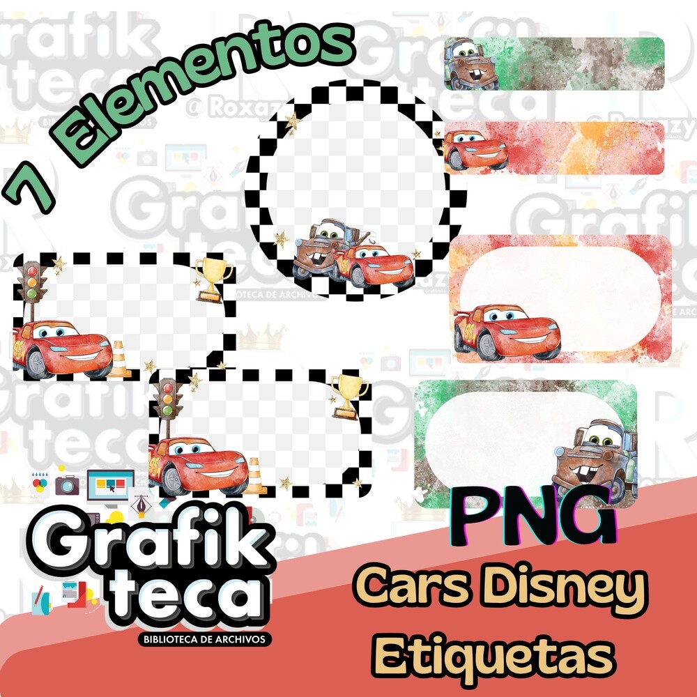 Kit Digital Etique Escolar Carros Disney