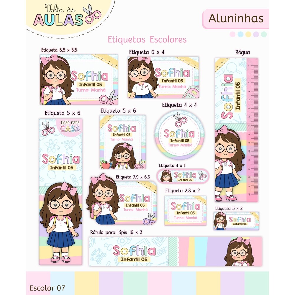 Kit Digital etiqueta escolar 01-ALUNINHAS 2026 para imprimir