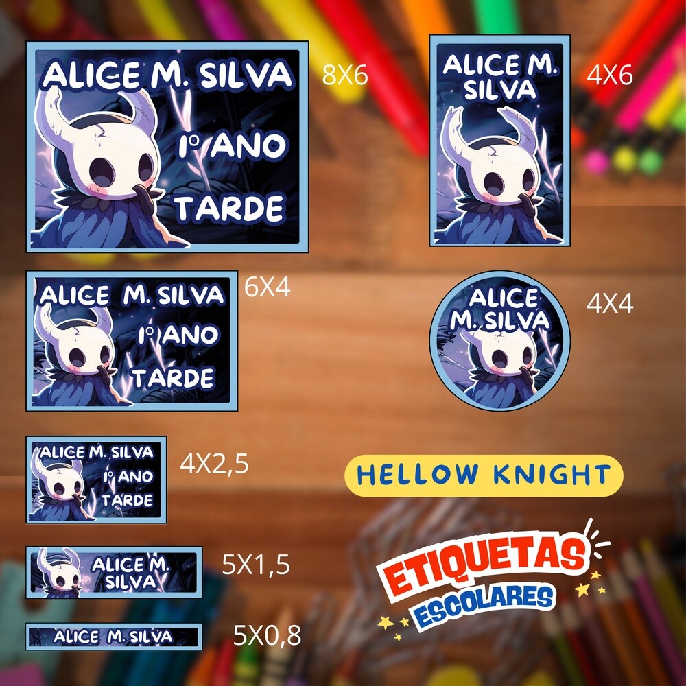Kit Digital Etiqueta escolar para imprimir Hellow Knight