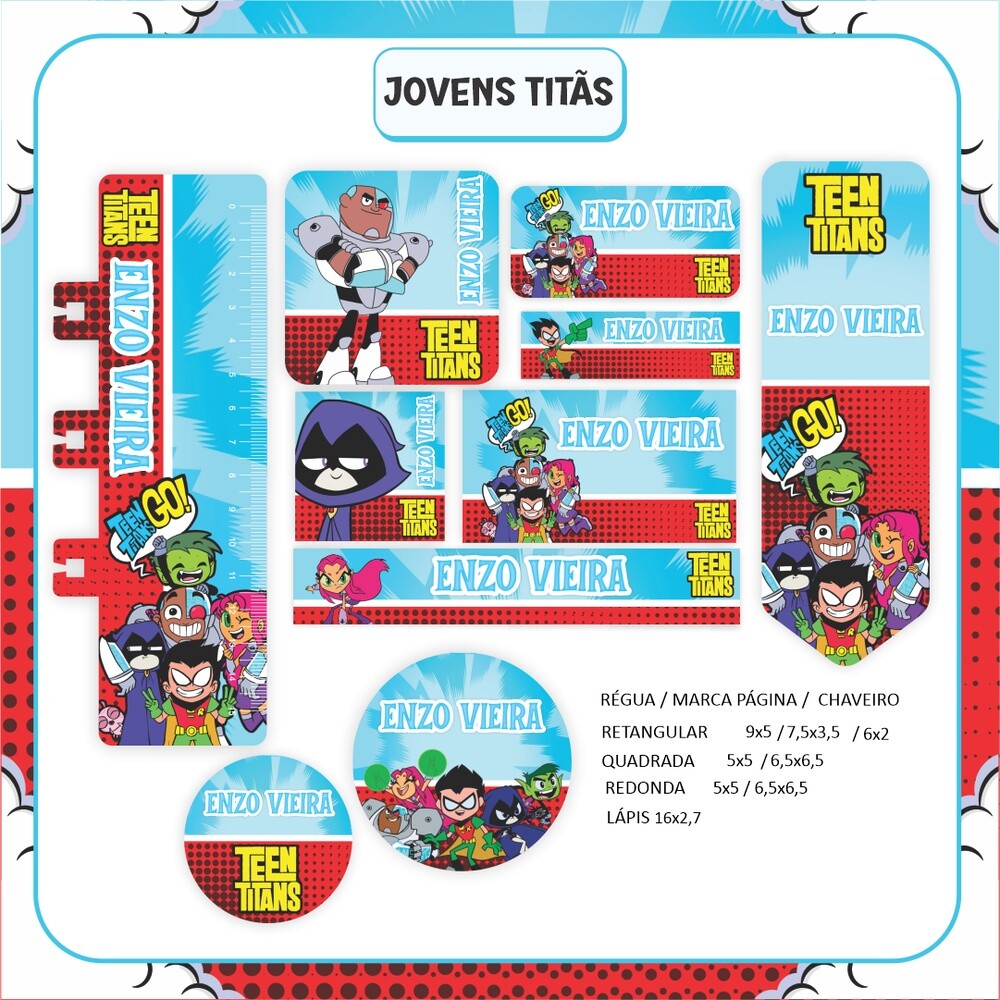 Kit Digital Etiqueta escolar para imprimir Jovens Titans EE V3