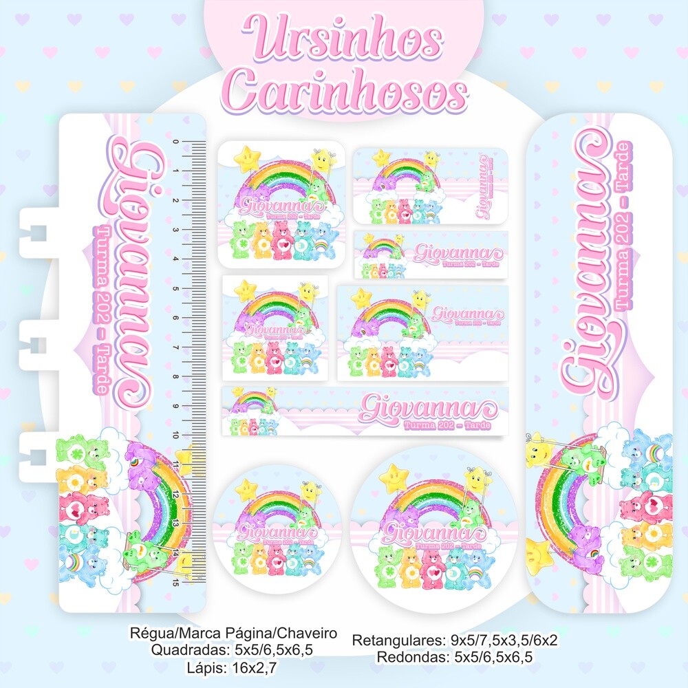 Kit Digital Etiqueta escolar para imprimir Ursinhos Carinhosos V3