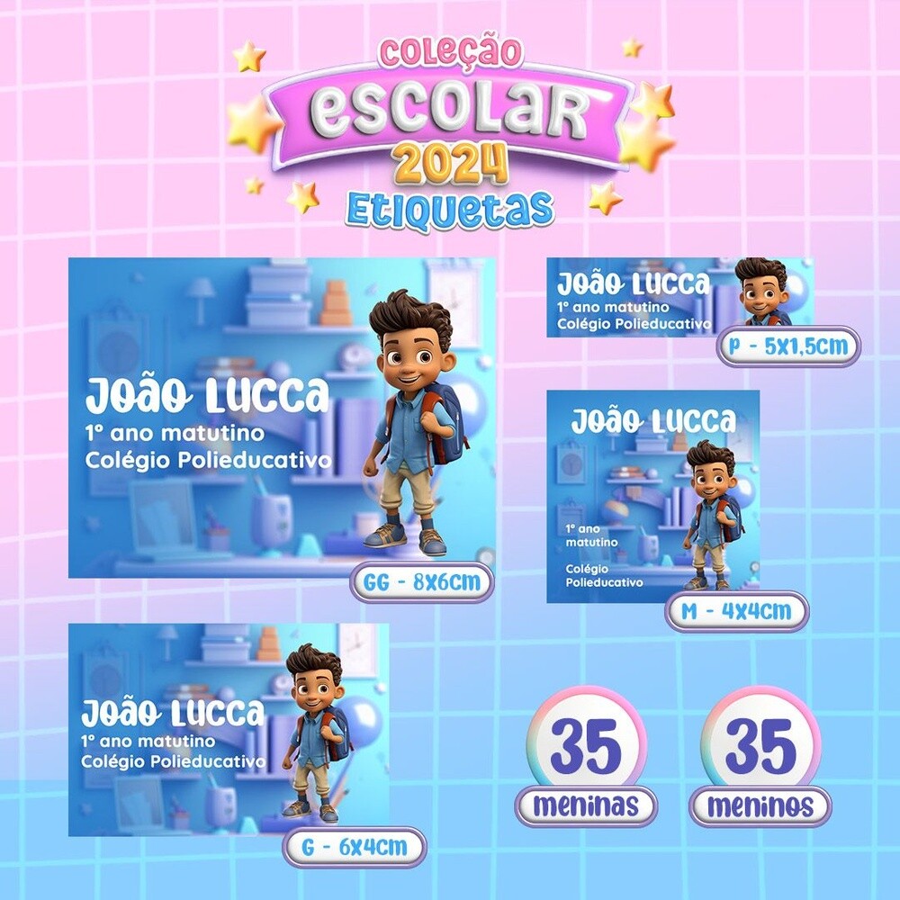 Kit Digital Etiqueta escolar para imprimir Menino V5 EE