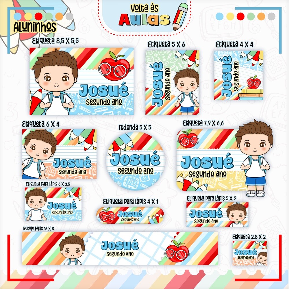 Kit Digital Etiqueta escolar para imprimir Menino V6 EE