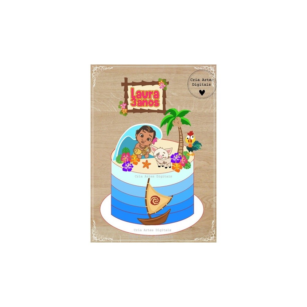 Topo de bolo Moana 13 para imprimir