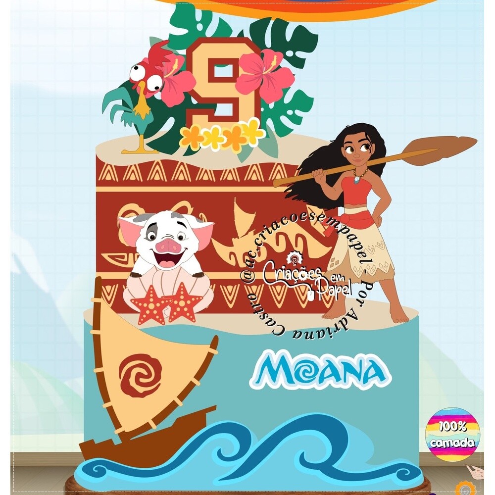 Topo de bolo Moana 40 para imprimir