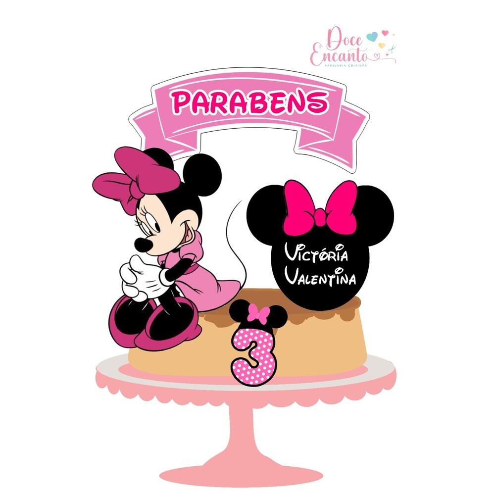 Topo de Bolo Minnie Rosa 12