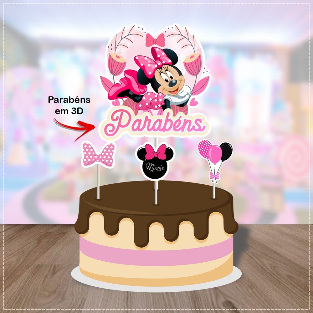 Topo de Bolo Minnie Rosa 36