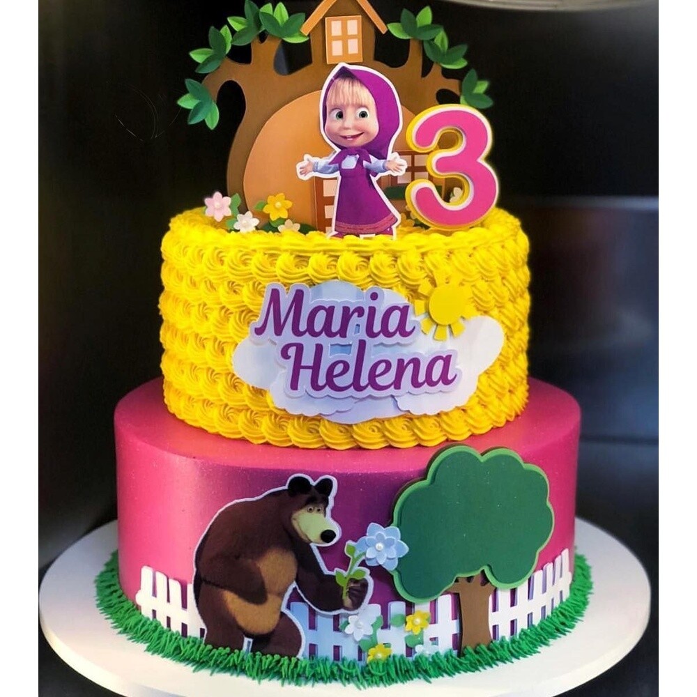 Topo de Bolo Masha e o Urso 17 para imprimir