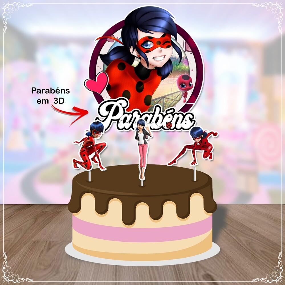 Topo de Bolo Ladybug - Miraculous 08