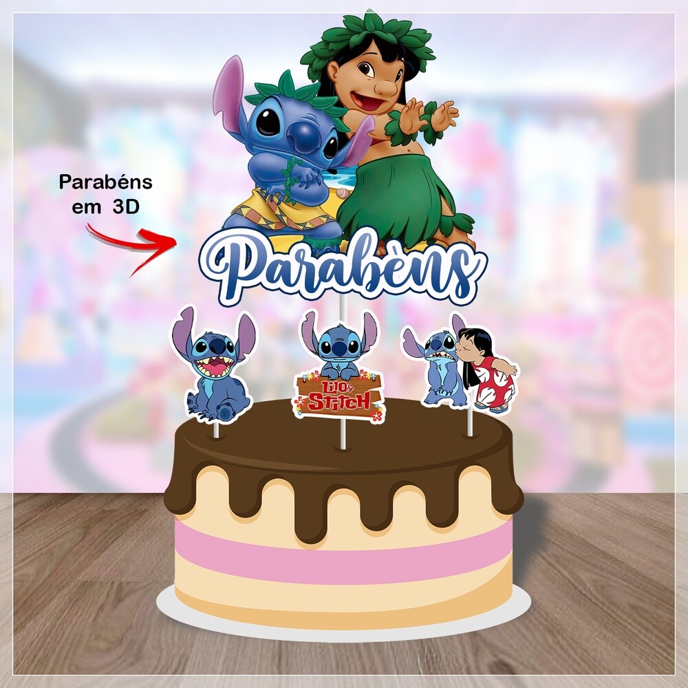Topo de Bolo Lilo e Stich 19
