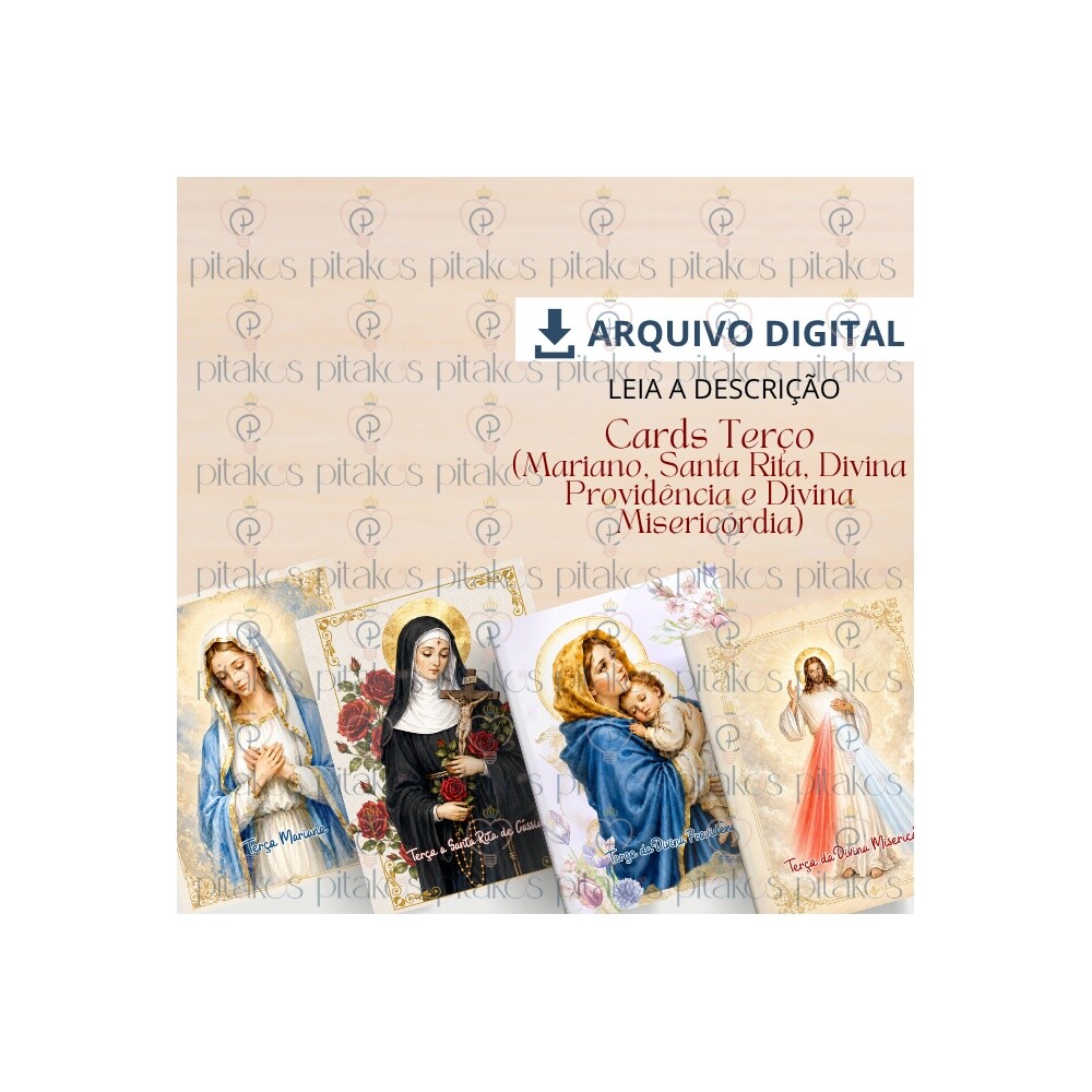 MP – Kit Cards Terços Mariano, Santa Rita, Divina Providência