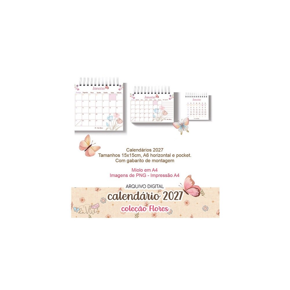 Calendário 2027 coleção flores