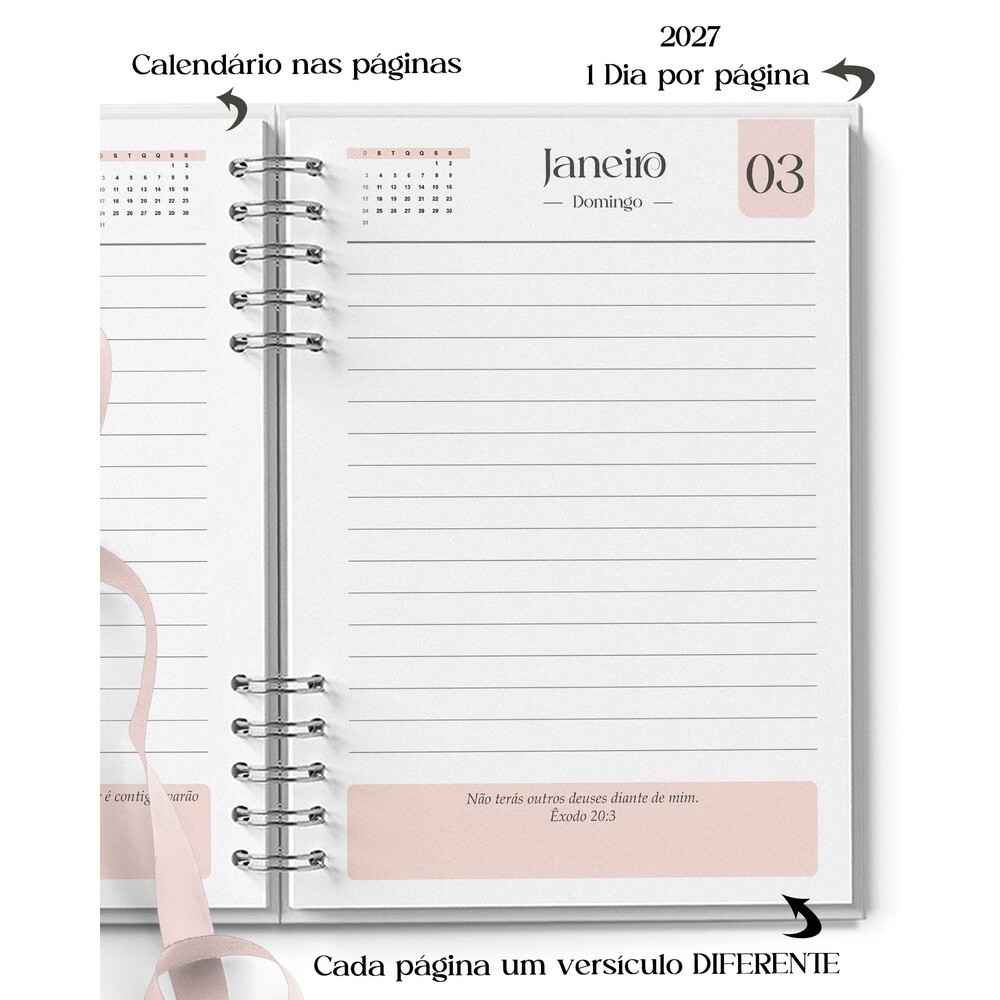 Kit Digital agenda feminina 1 dia por pagina 2027 - versiculos