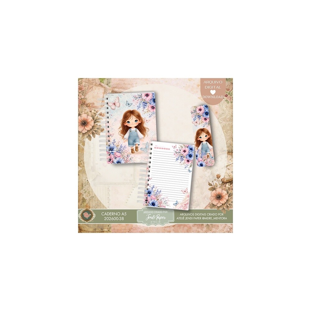 Encadernação ARQUIVO MENINA FLORAL