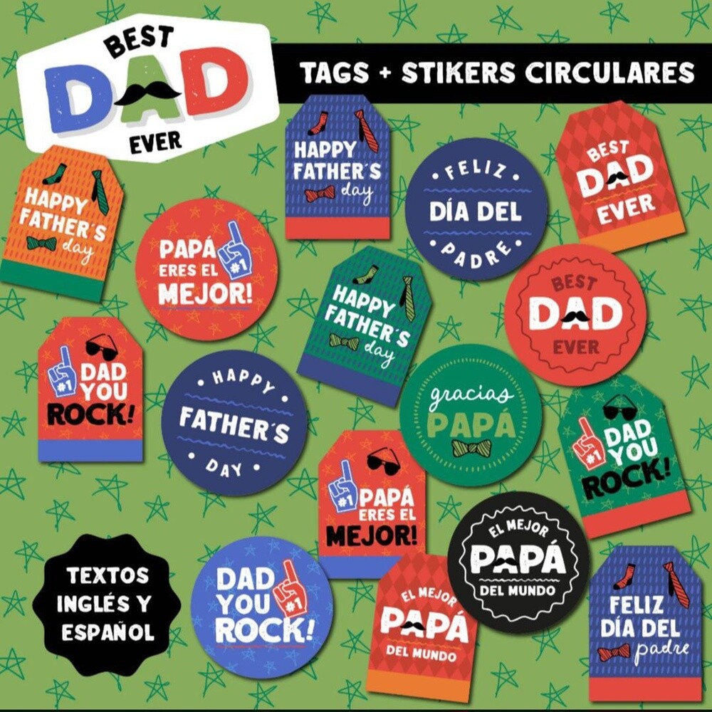 TAGS Y STIKERS CIRCULARES Best Dad Ever