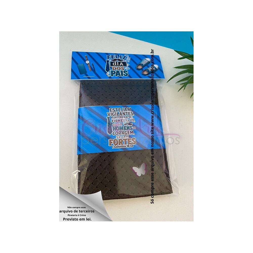 Kit lapela e porta cartão fundo azul Dia dos Pais