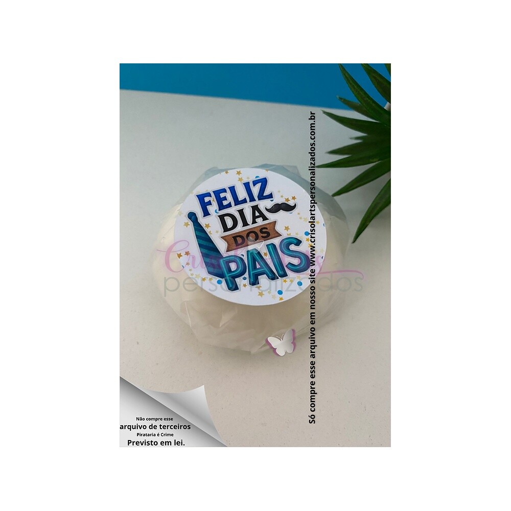 Tag redonda adesiva fundo branco Dia dos Pais