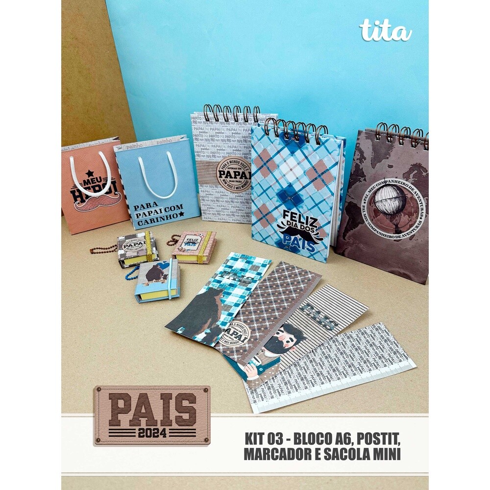 Pais 2024 - Kit 03 - Bloco, Postit, Marcador e Sacola