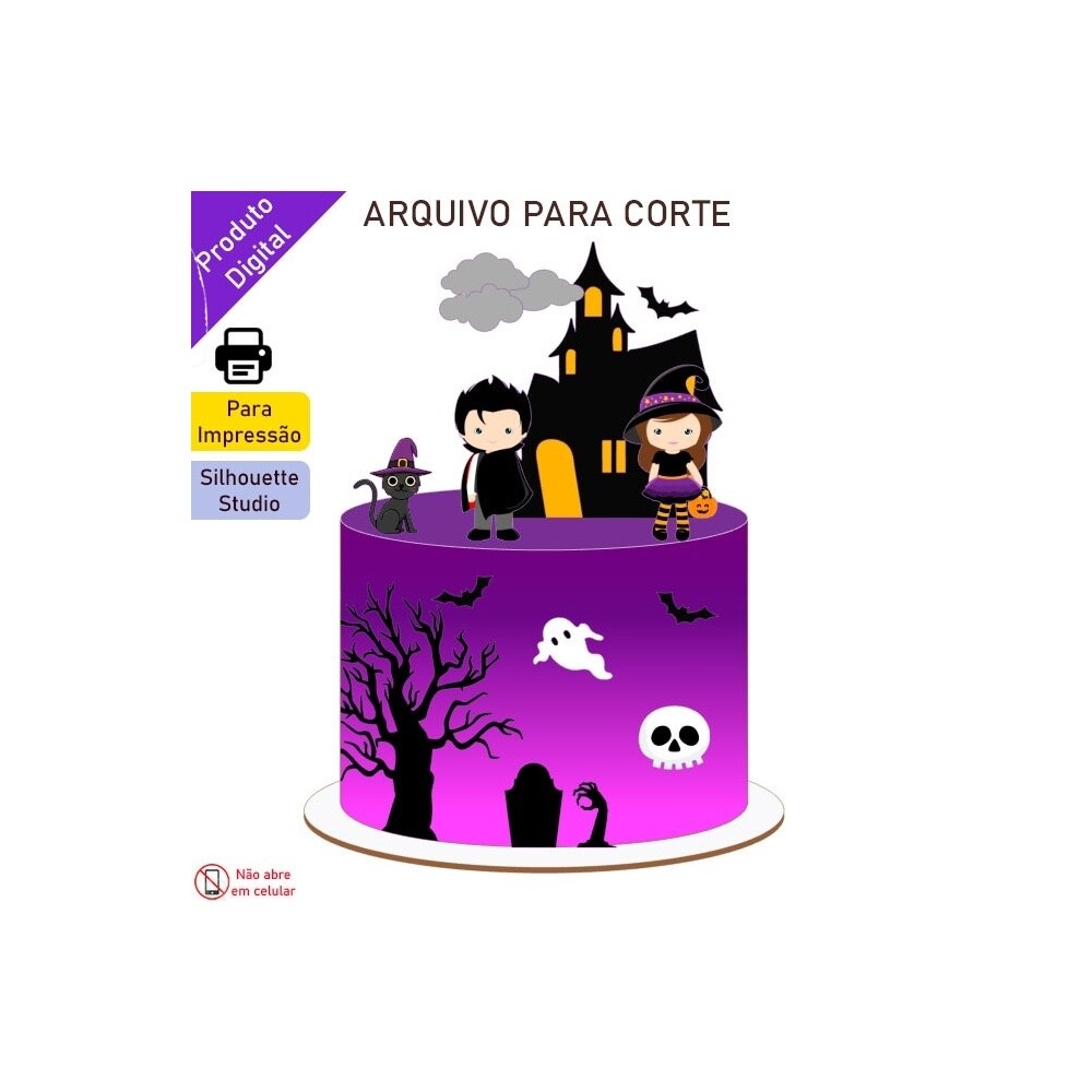 Arquivo de Corte Topo de Bolo Halloween 48