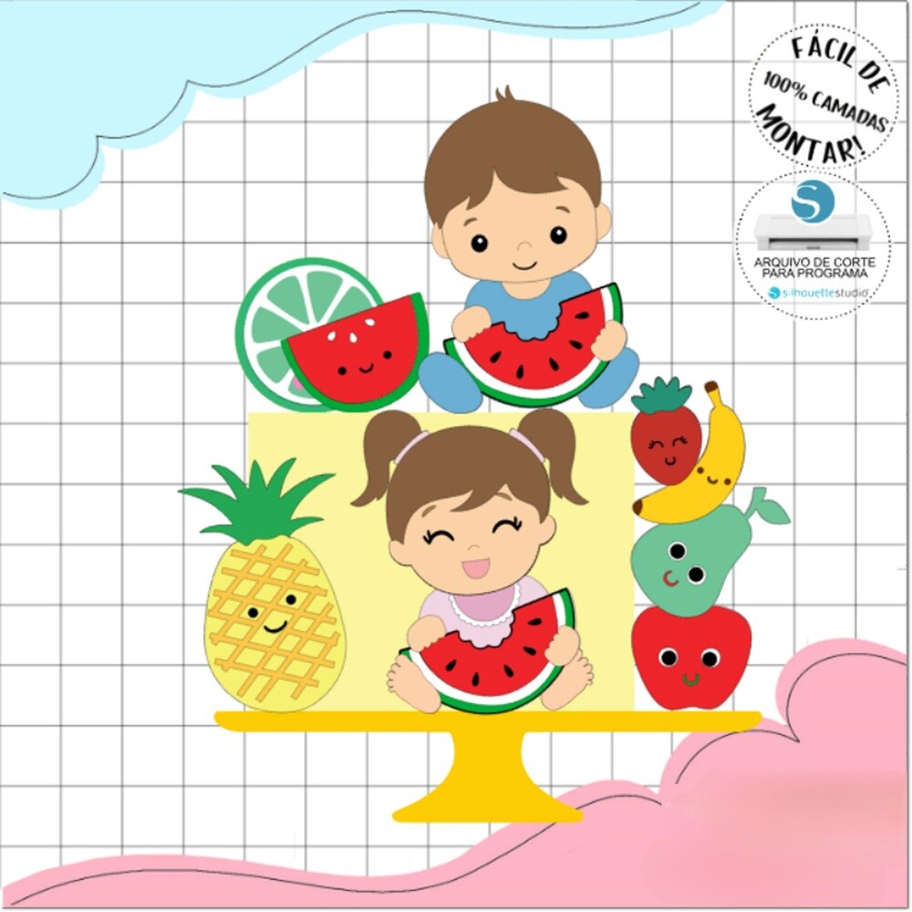 Topo de Bolo Frutas   Pomar 64