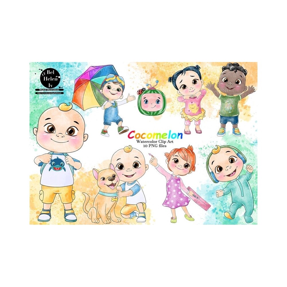 Kit Digital Cocomelon PNG  Cocomelon Clipart Aquarela  Elementos 
