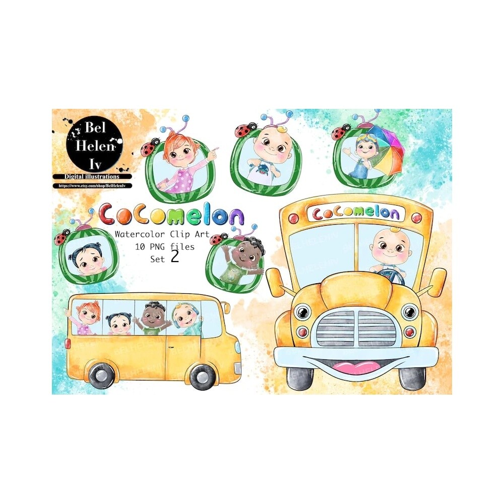 Kit Digital Cocomelon PNG  Cocomelon Ônibus Escolar Clipart  Arq