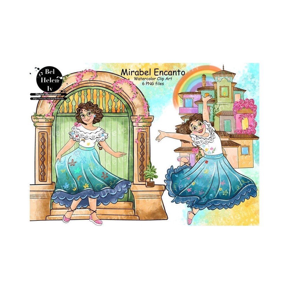 Kit Digital Encanto PNG  Mirabel e Casita Clipart  Elementos Aqua