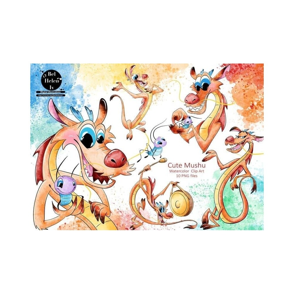 Kit Digital mush watercolor aquerela, png, clipart, fundo transpa