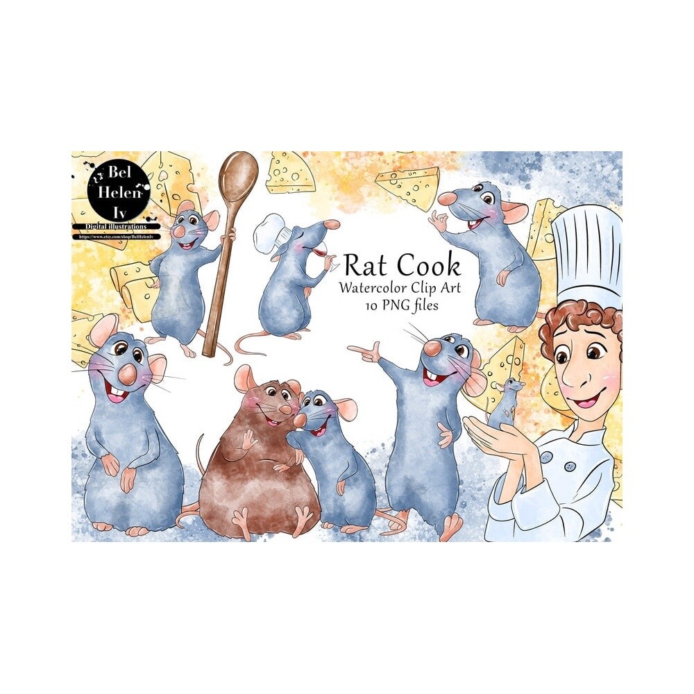 Kit Digital Ratatouille PNG  Ratatouille Clipart  Remy Aquarela  