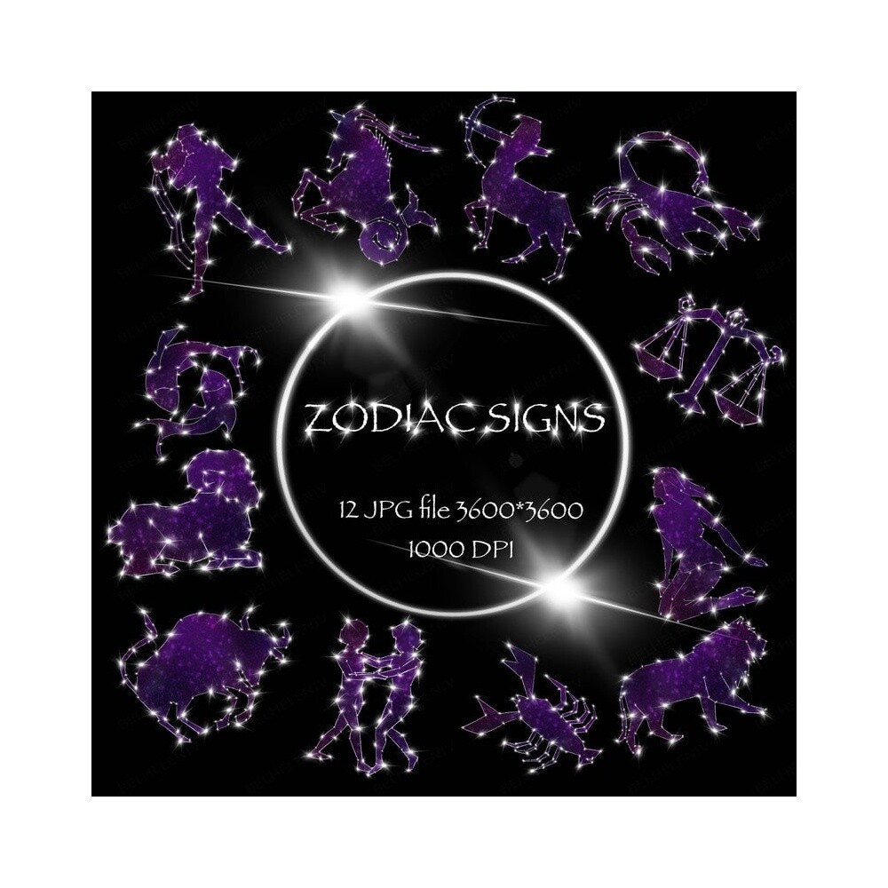 Kit Digital Signos do Zodíaco PNG  Zodiac Signs Clipart  Constel