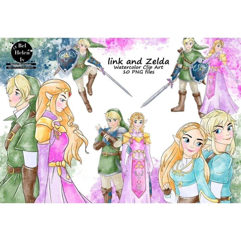 Kit Digital Zelda PNG  Link e Zelda Clipart  The Legend of Zelda 