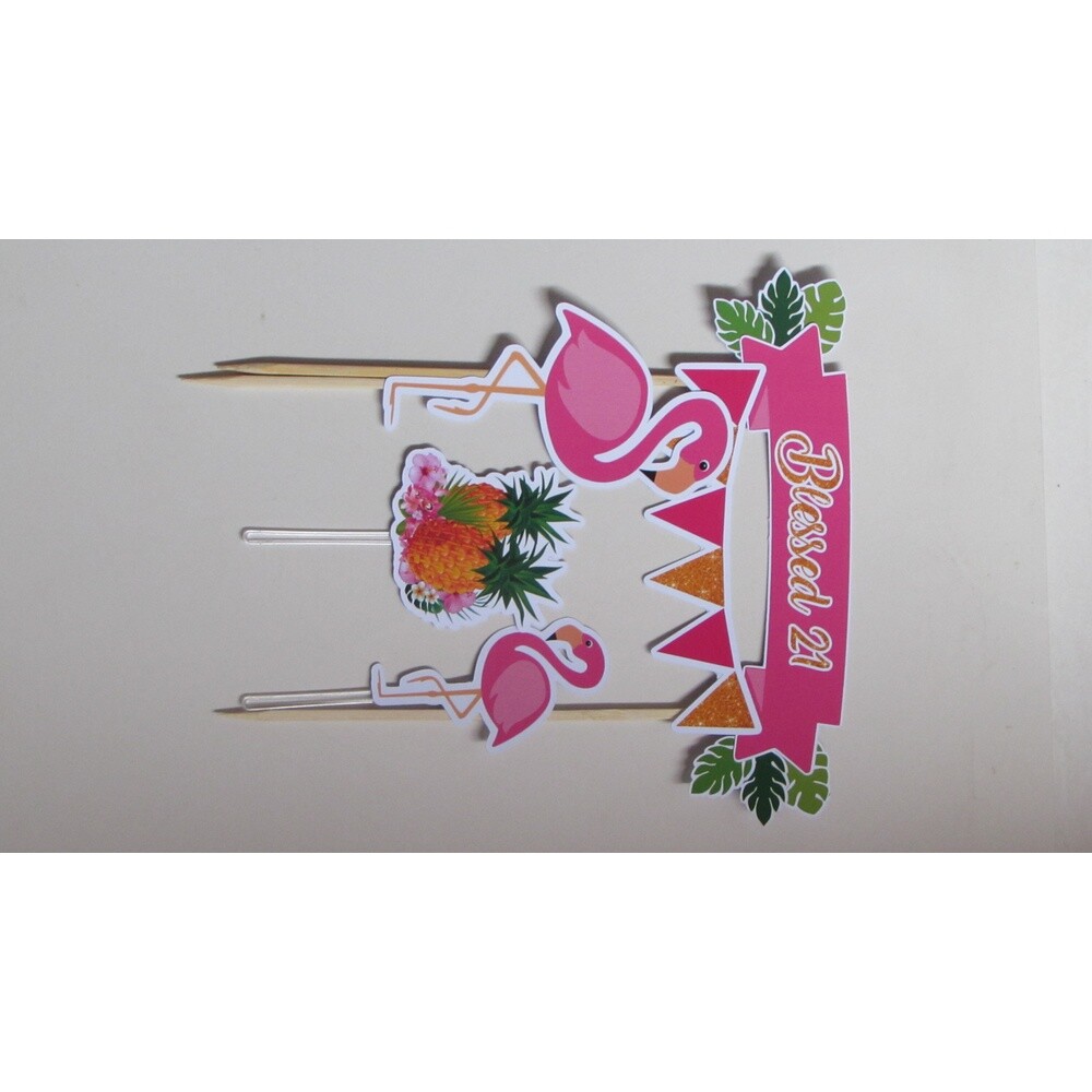 Topo de Bolo Flamingo 11