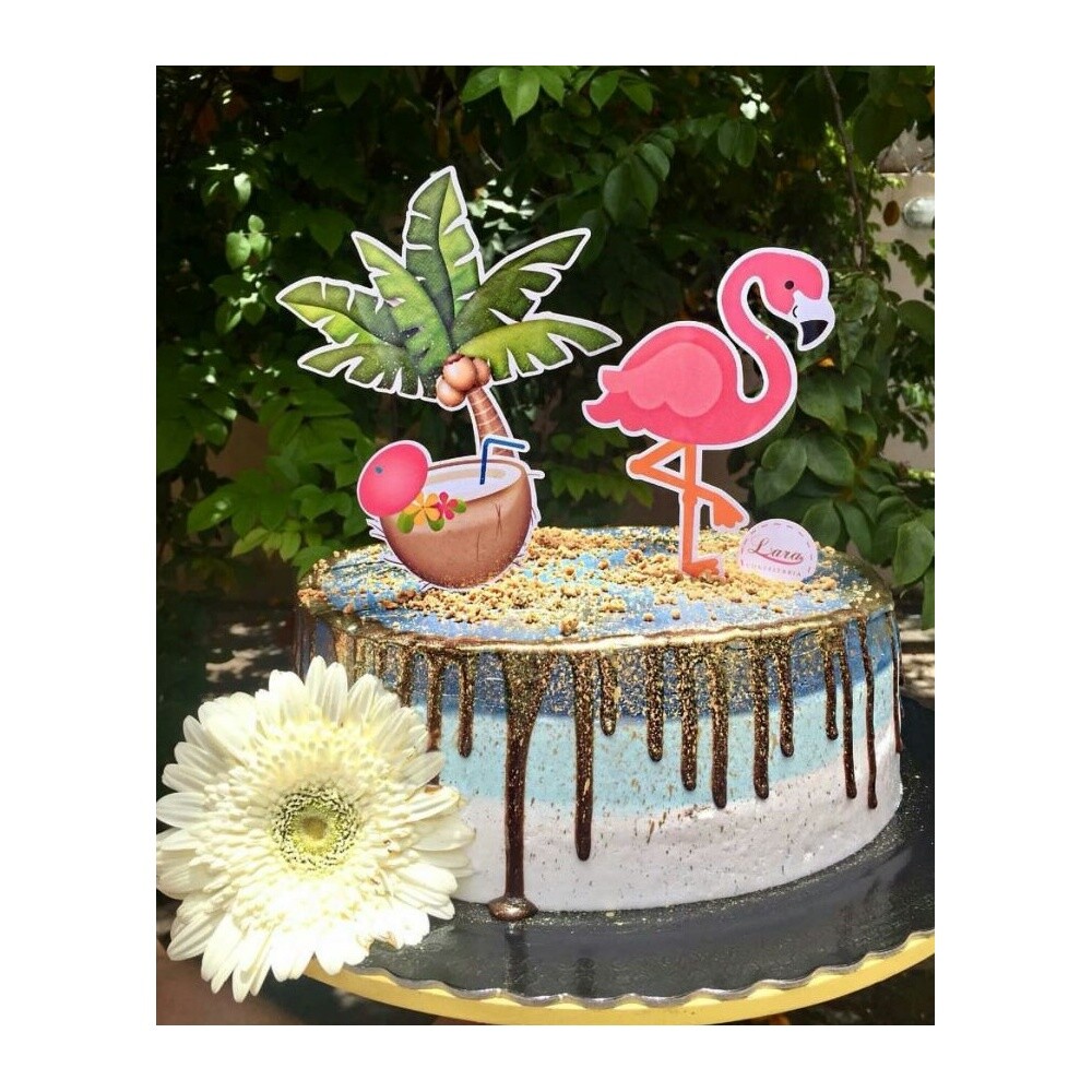Topo de Bolo Flamingo 48