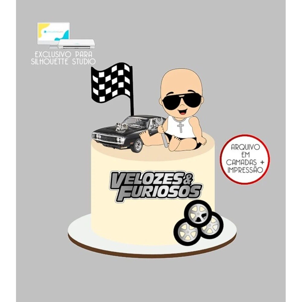 916 - Arquivo Topo de Bolo Velozes e Furiosos Toretto Baby