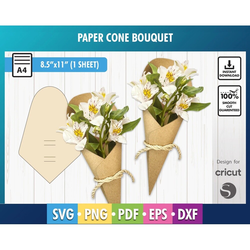 Arquivo de corte Molde para capa de buquê em cone