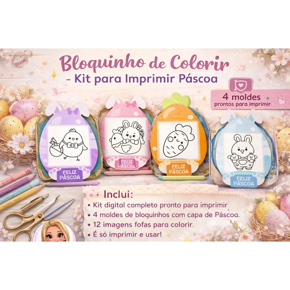Bloquinho de Colorir - Kit para Imprimir e Colorir