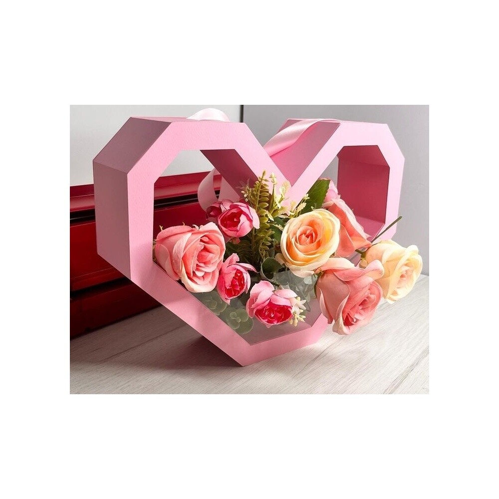 Caja corazón porta flores