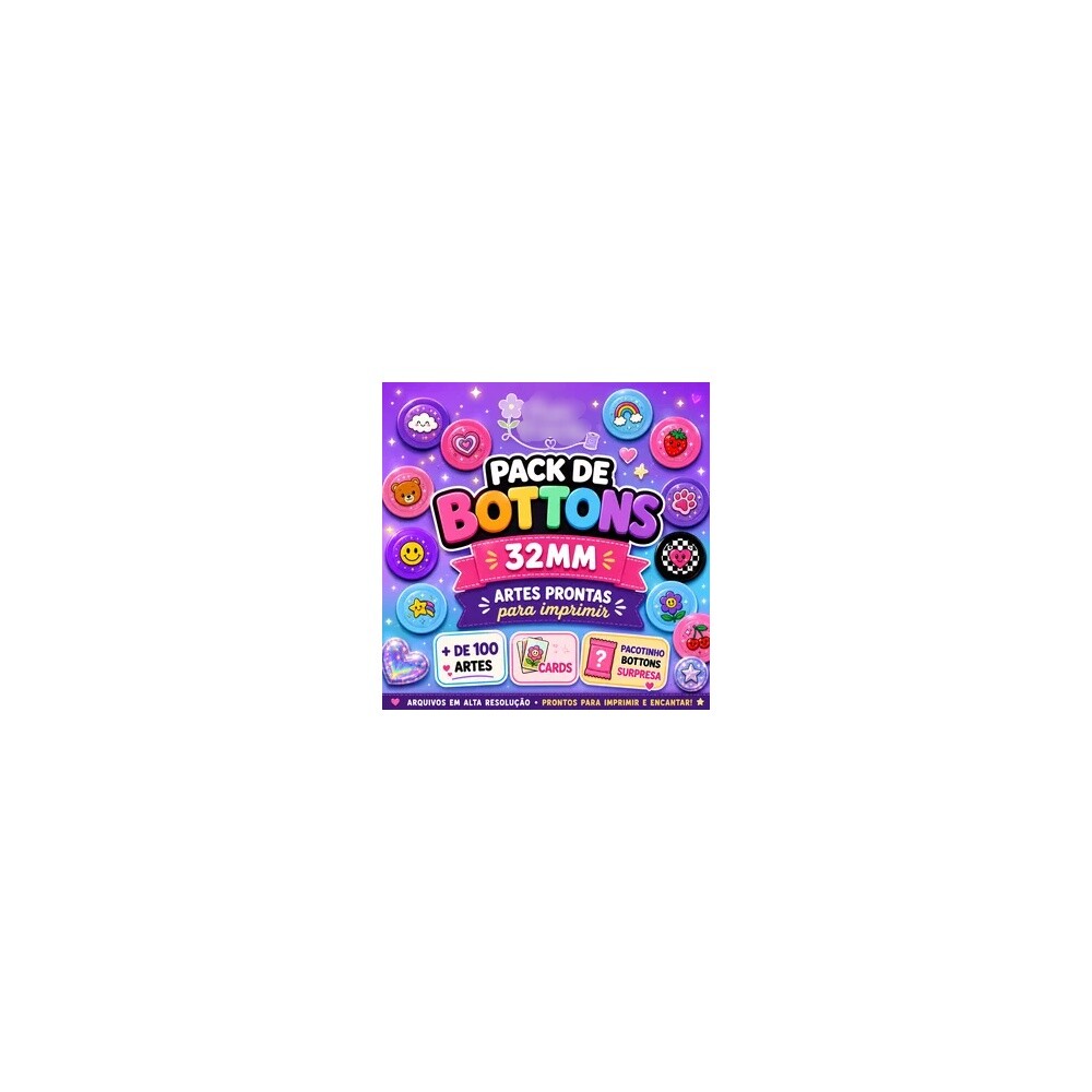 Pack bottons 32mm - artes pronta para imprimir