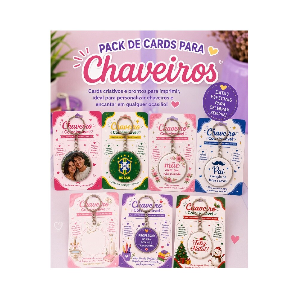 Pack de cards para chaveiro