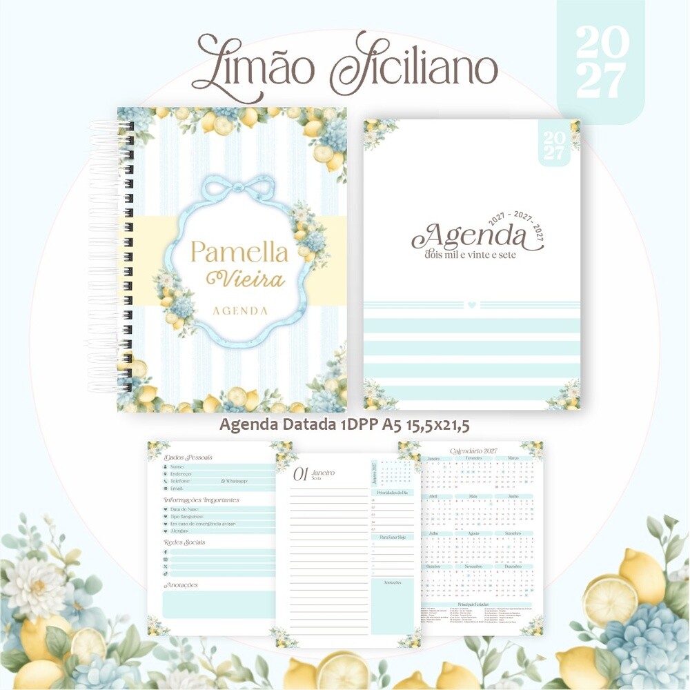 Pack Encadernação 2027 , Agenda, Planner, Calendário 4) LIMÃO