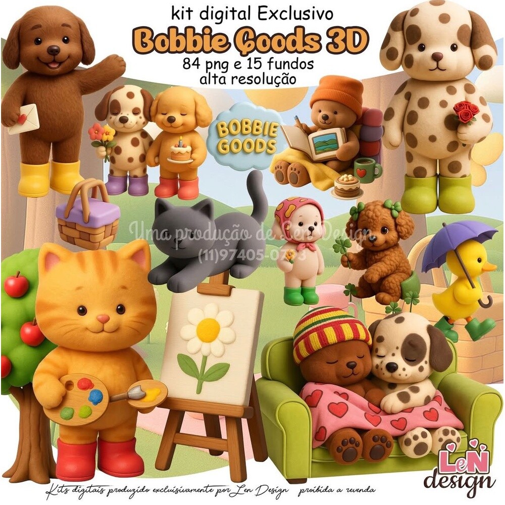 Kit Digital Papelaria Personalizada png Bobbie Goods ( Drive da A