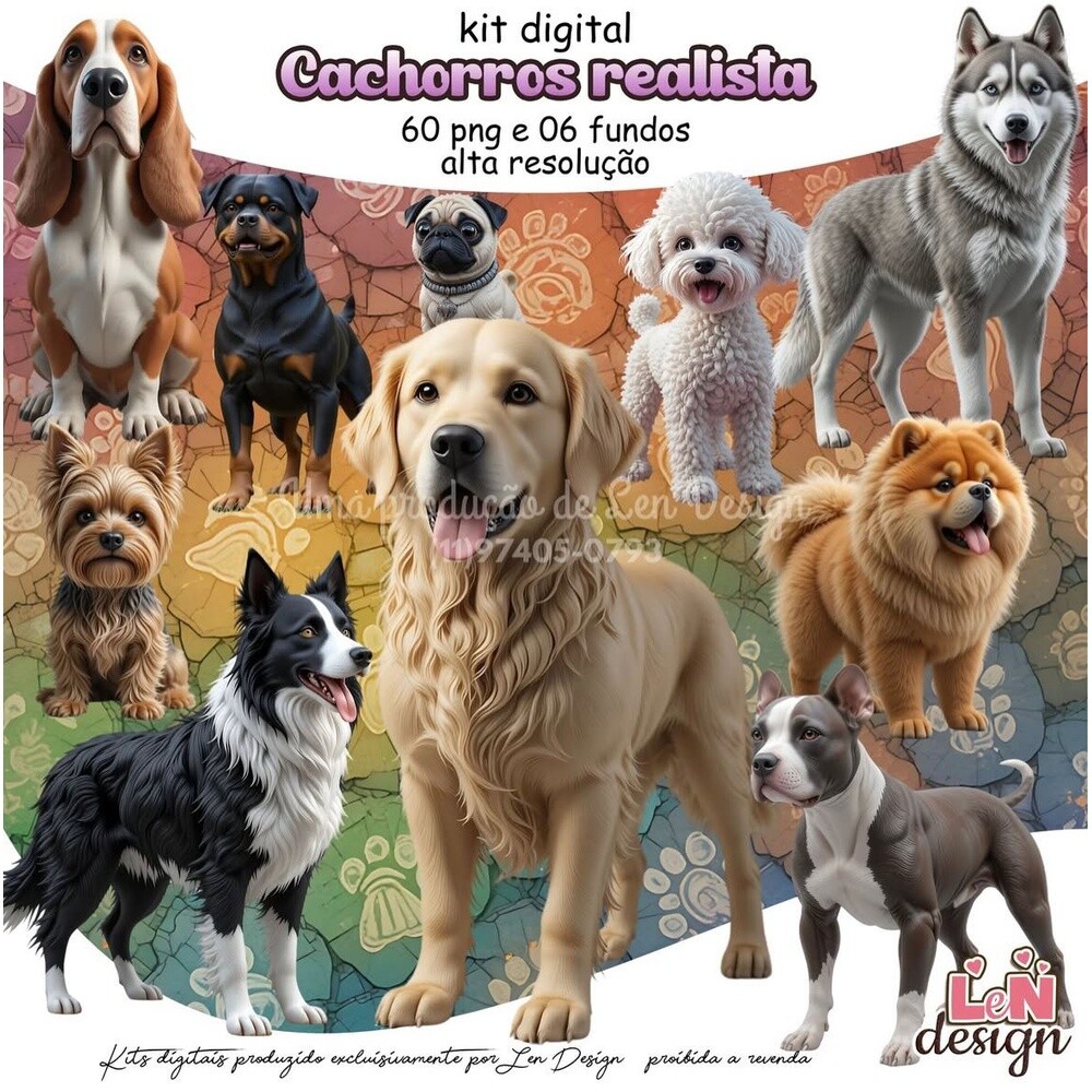 Kit Digital Papelaria Personalizada png Cachorros Realista ( Driv